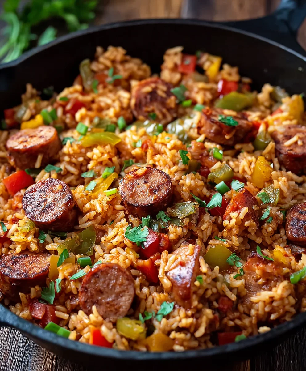 Easy Cajun Beef Sausage Rice Skillet Meal