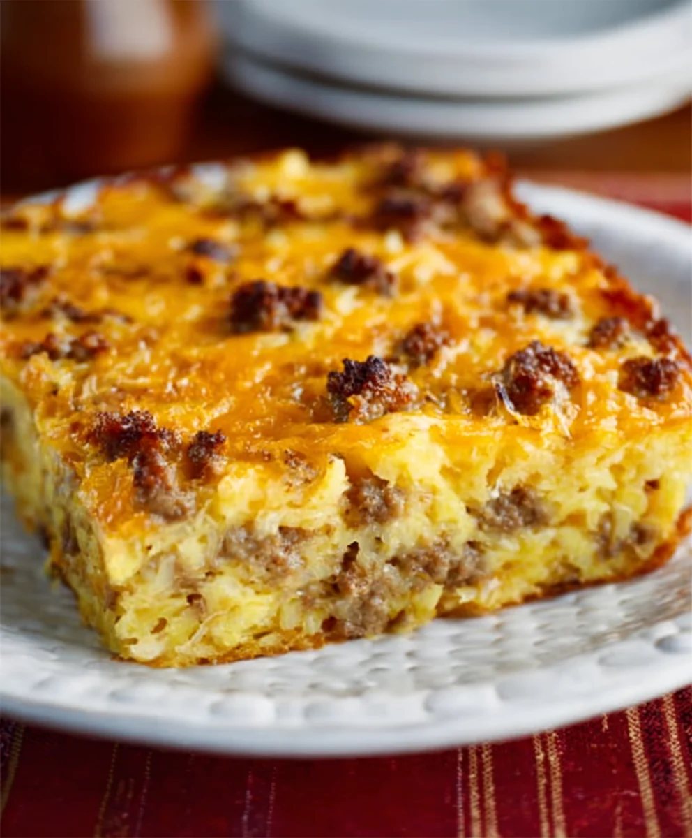 Cheesy Beef Sausage Hashbrown Casserole Recipe