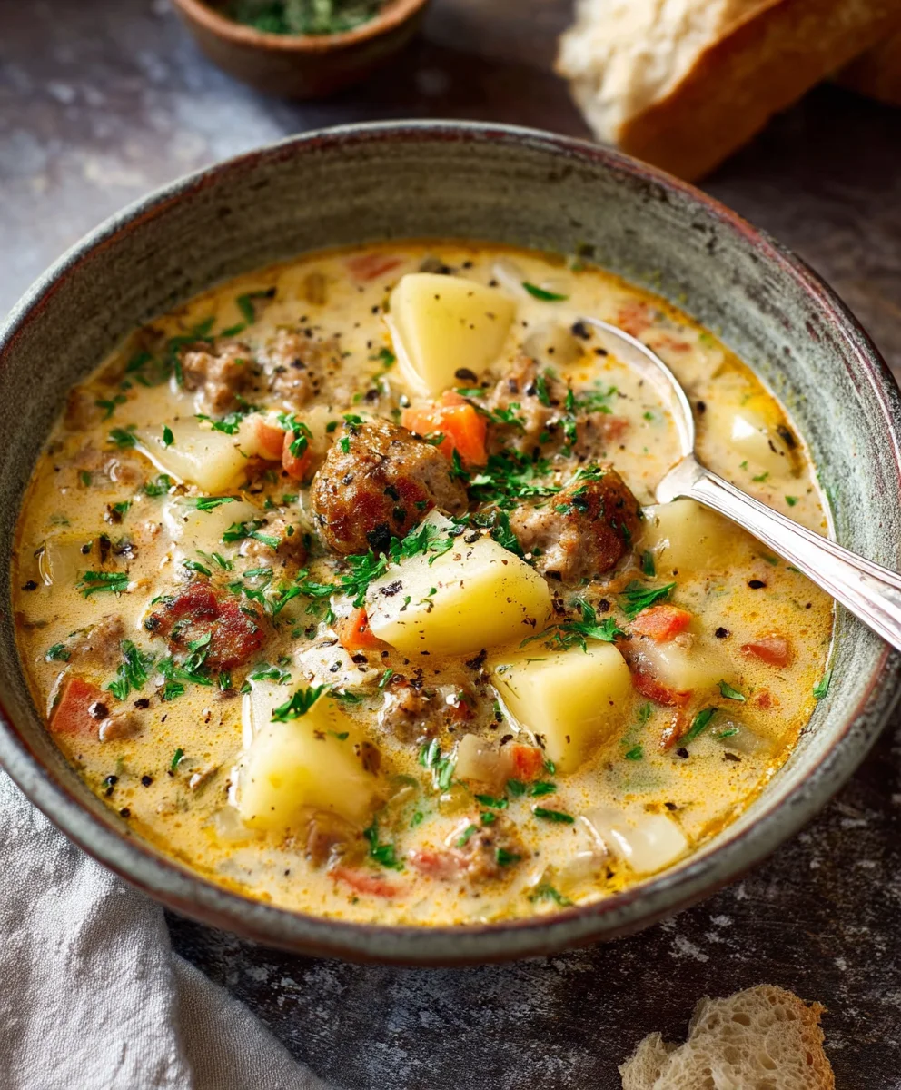 Hearty Potato Beef Sausage Chowder Recipe