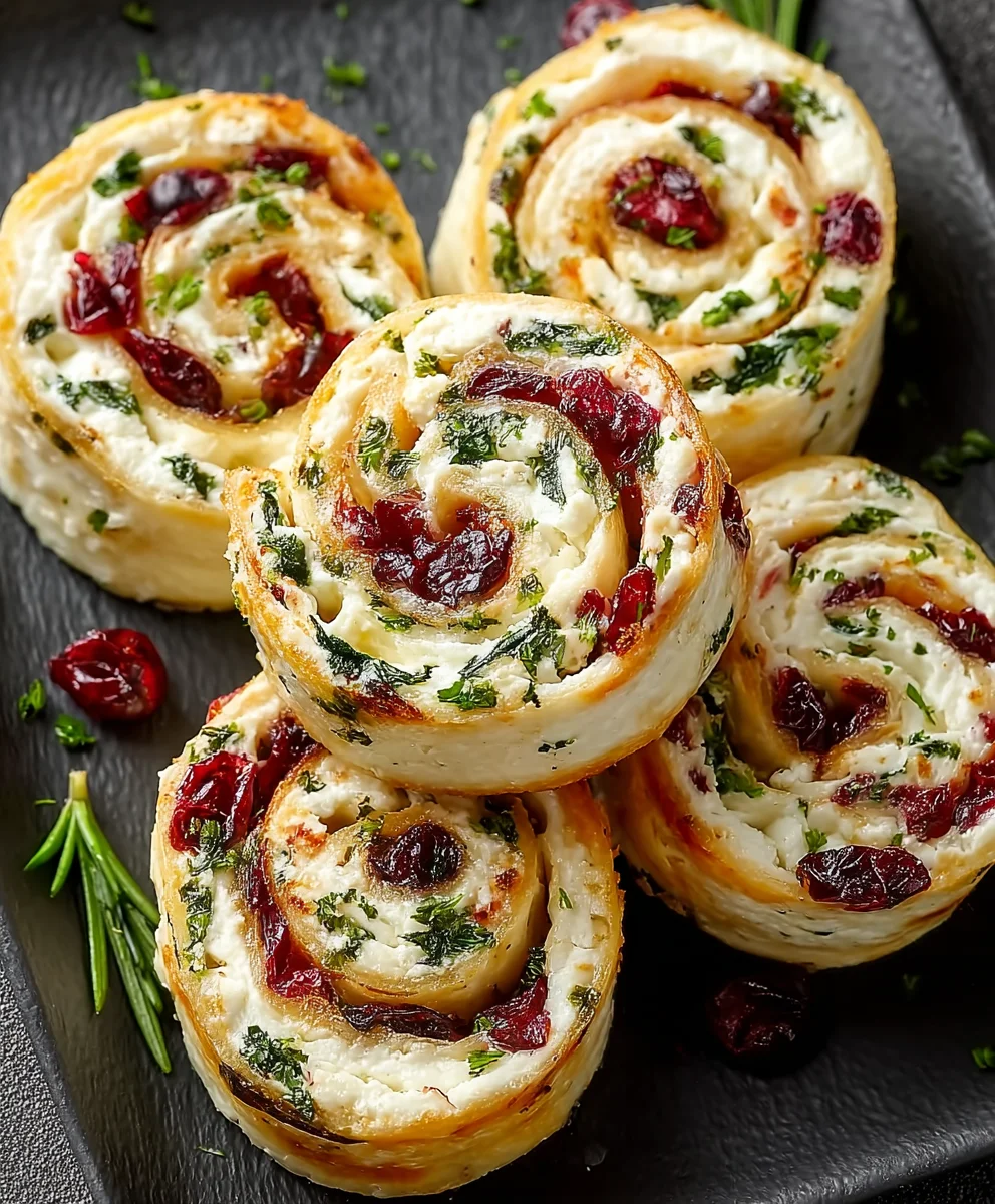 Cranberry Feta Pinwheels- Easy Appetizer Recipe