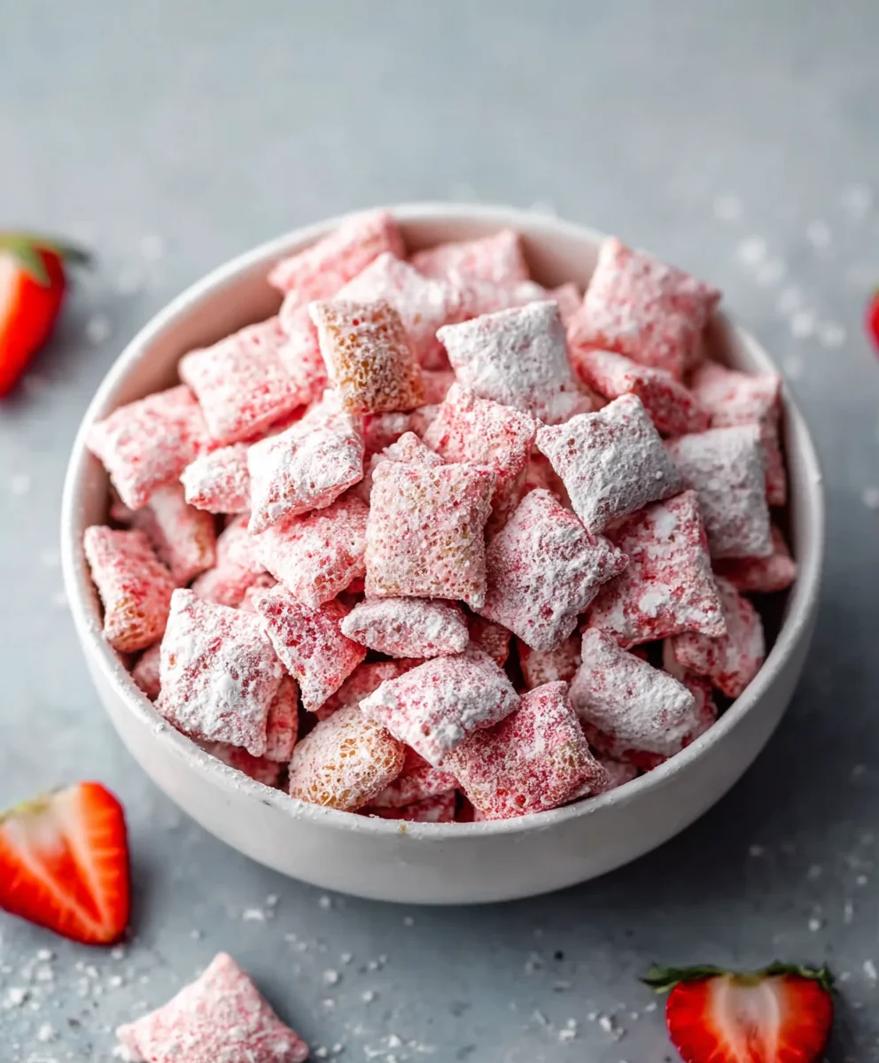 Easy Strawberry Shortcake Puppy Chow Recipe