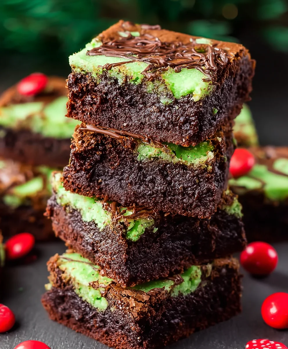 Grinch Brownies-Festive Green Christmas Dessert