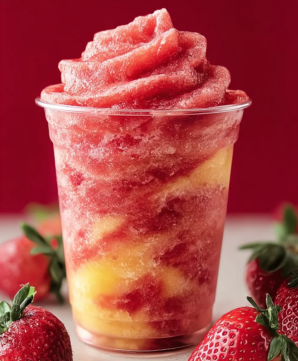 Pineapple Strawberry Swirled Slushies-Refreshing Fruit Drink