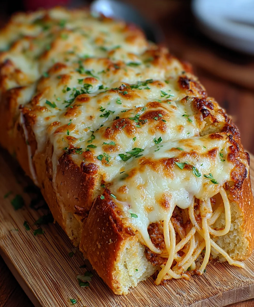 Spaghetti Stuffed Garlic Bread - A Comfort Food Classic