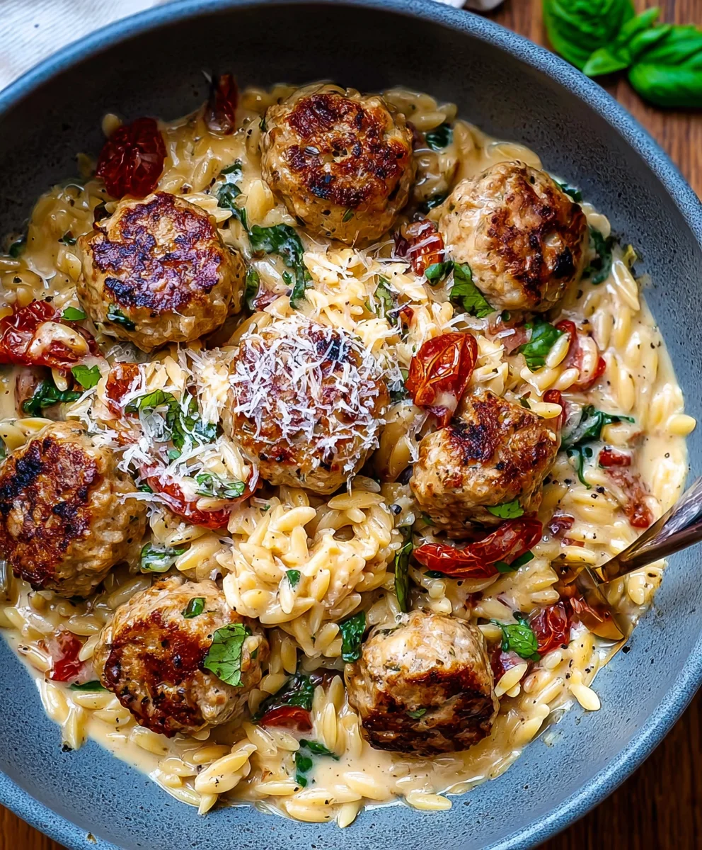 Marry Me Chicken Meatball Orzo - Creamy Comfort