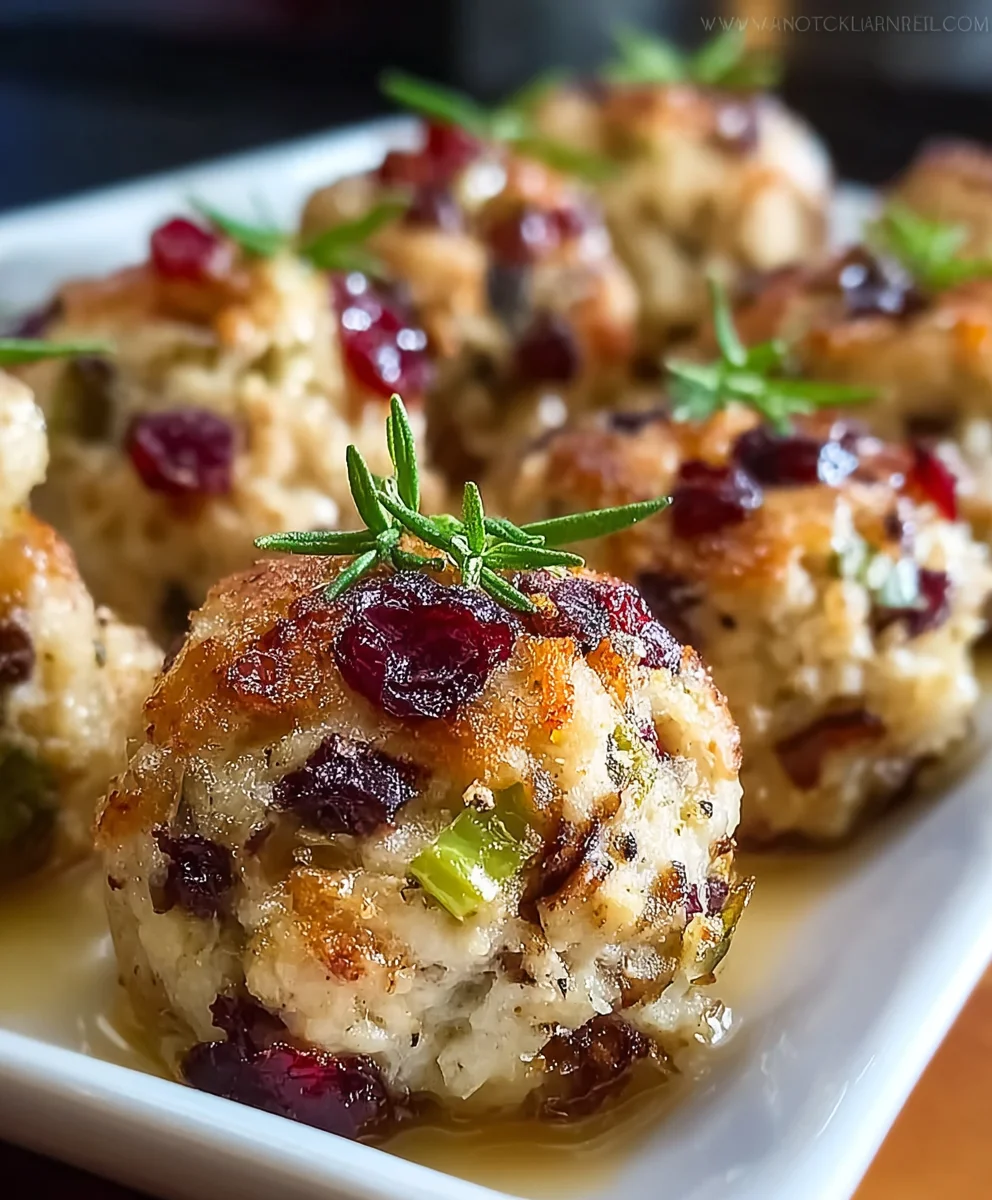 Cranberry Turkey Stuffing Balls-Festive Appetizer