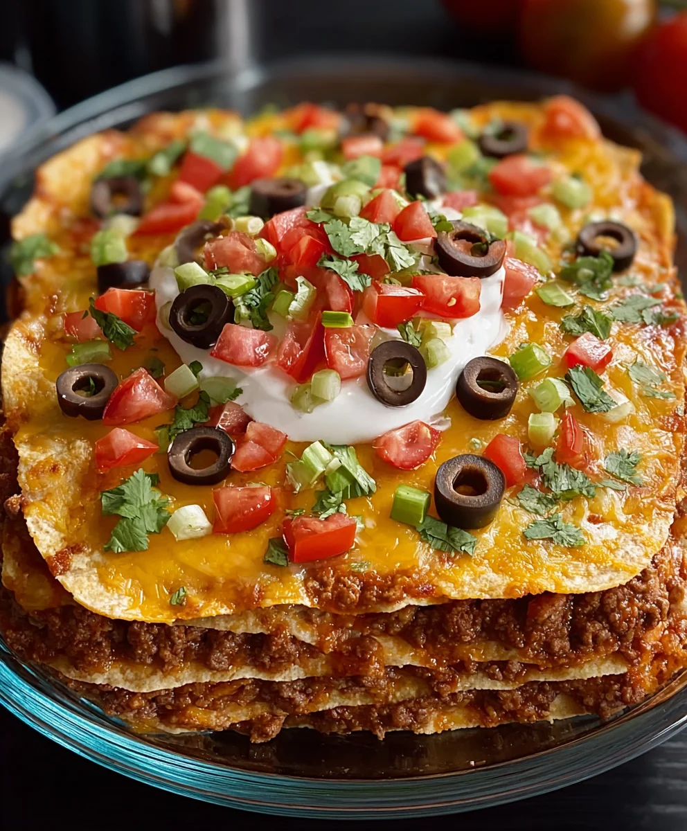Easy Beef Layered Taco Bake Recipe