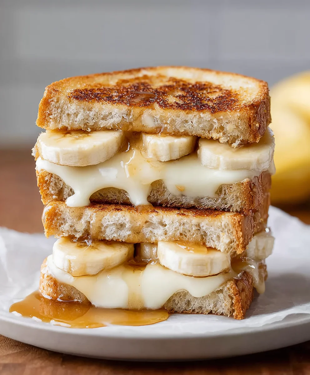 Honey Banana Grilled Cheese- Sweet & Gooey Sandwich