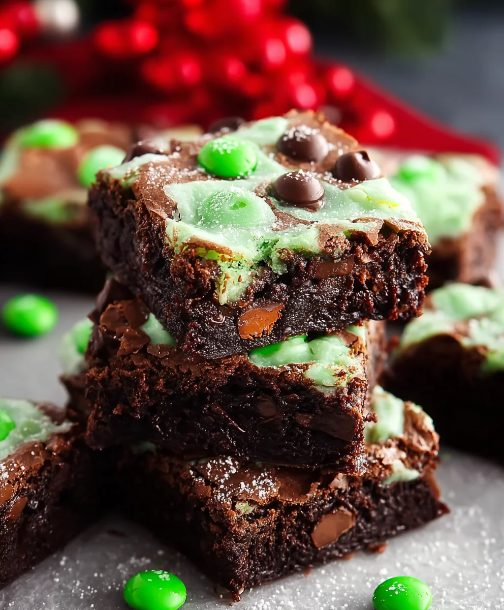 Grinch Brownies-Festive Green Christmas Dessert
