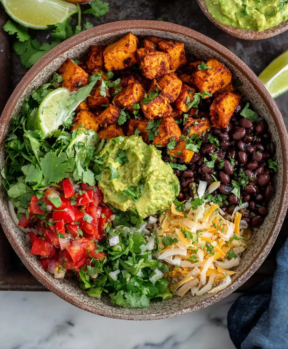 Vegan Black Bean Sweet Potato Burrito Bowl