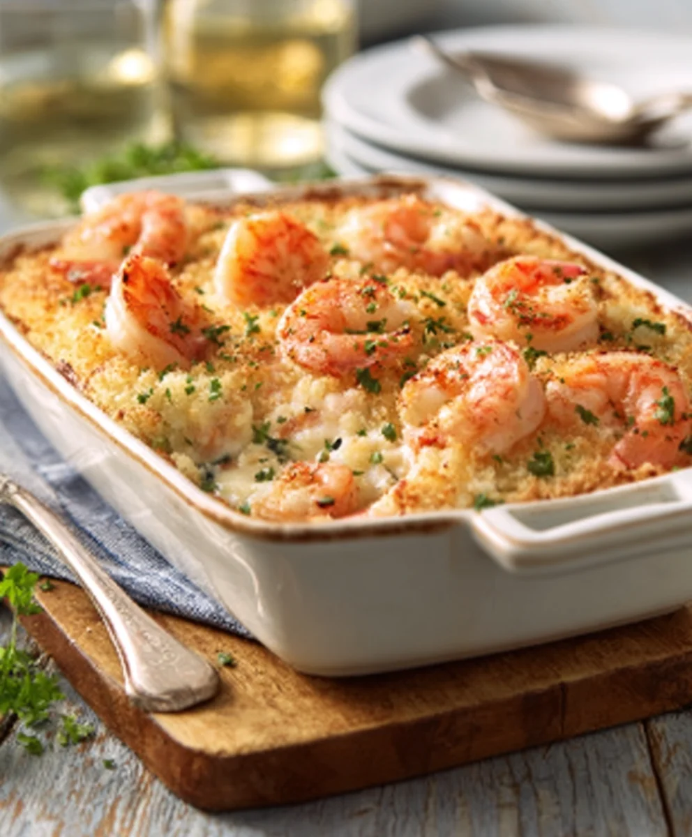 Easy Shrimp Casserole Recipe-Comfort Food Dinner
