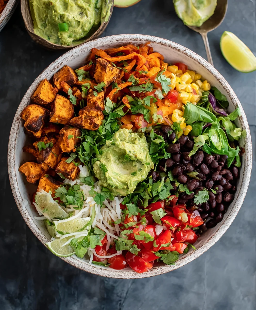 Vegan Black Bean Sweet Potato Burrito Bowl
