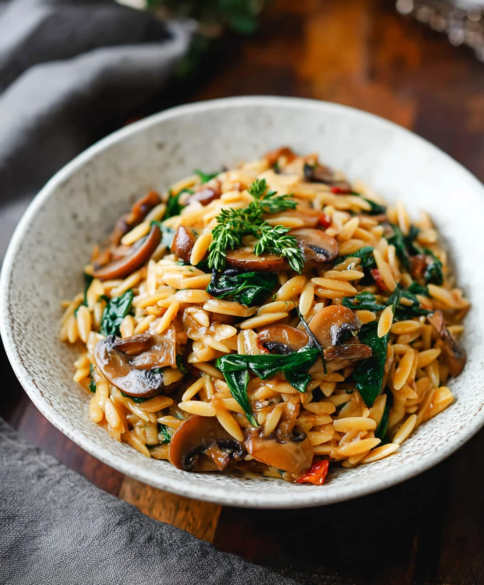 Mushroom Spinach Orzo Recipe - Easy & Delicious Meal