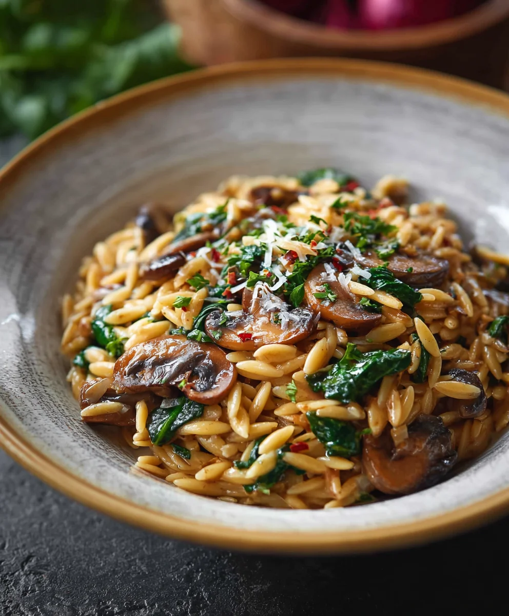 Mushroom Spinach Orzo Recipe - Easy & Delicious Meal