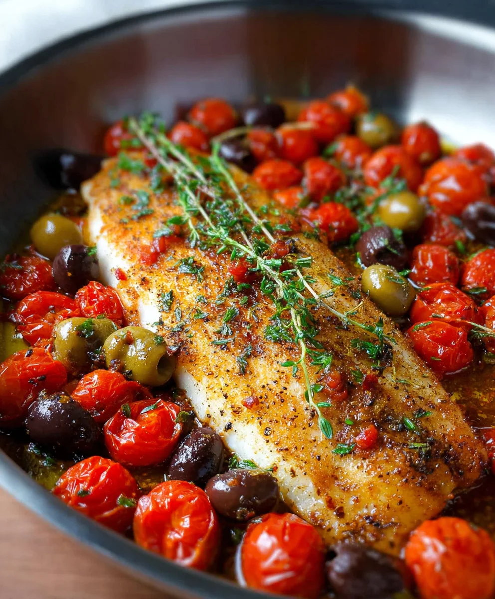 Easy Baked Fish Cherry Tomato Olive Recipe
