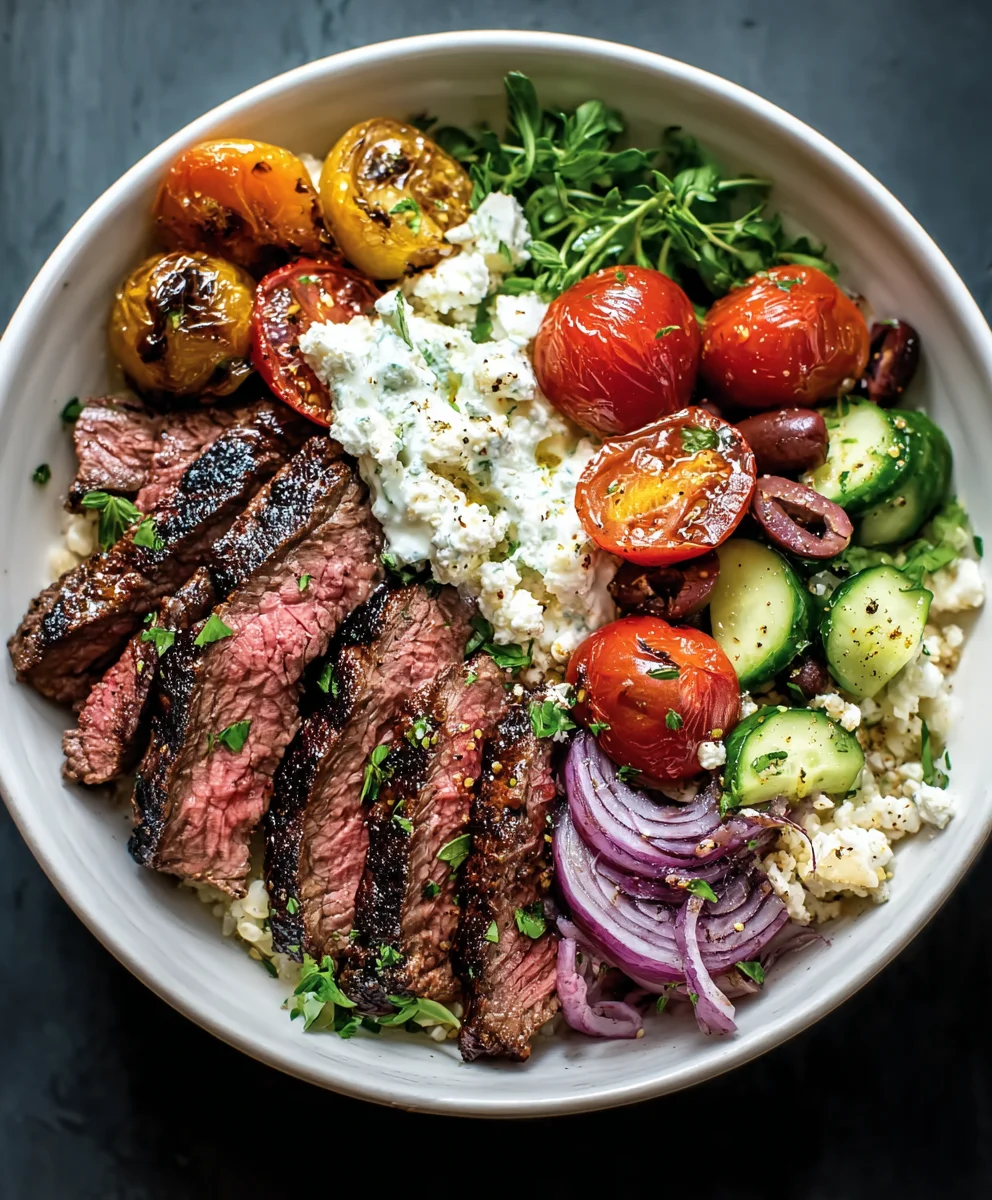 Mediterranean Steak Bowl Recipe- Easy & Flavorful
