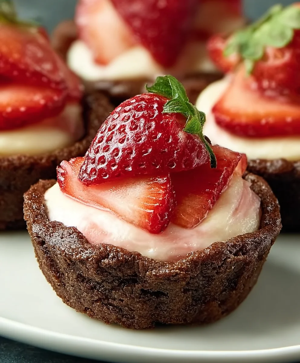 Strawberry Cheesecake Cookie Cups - Easy Dessert Delight