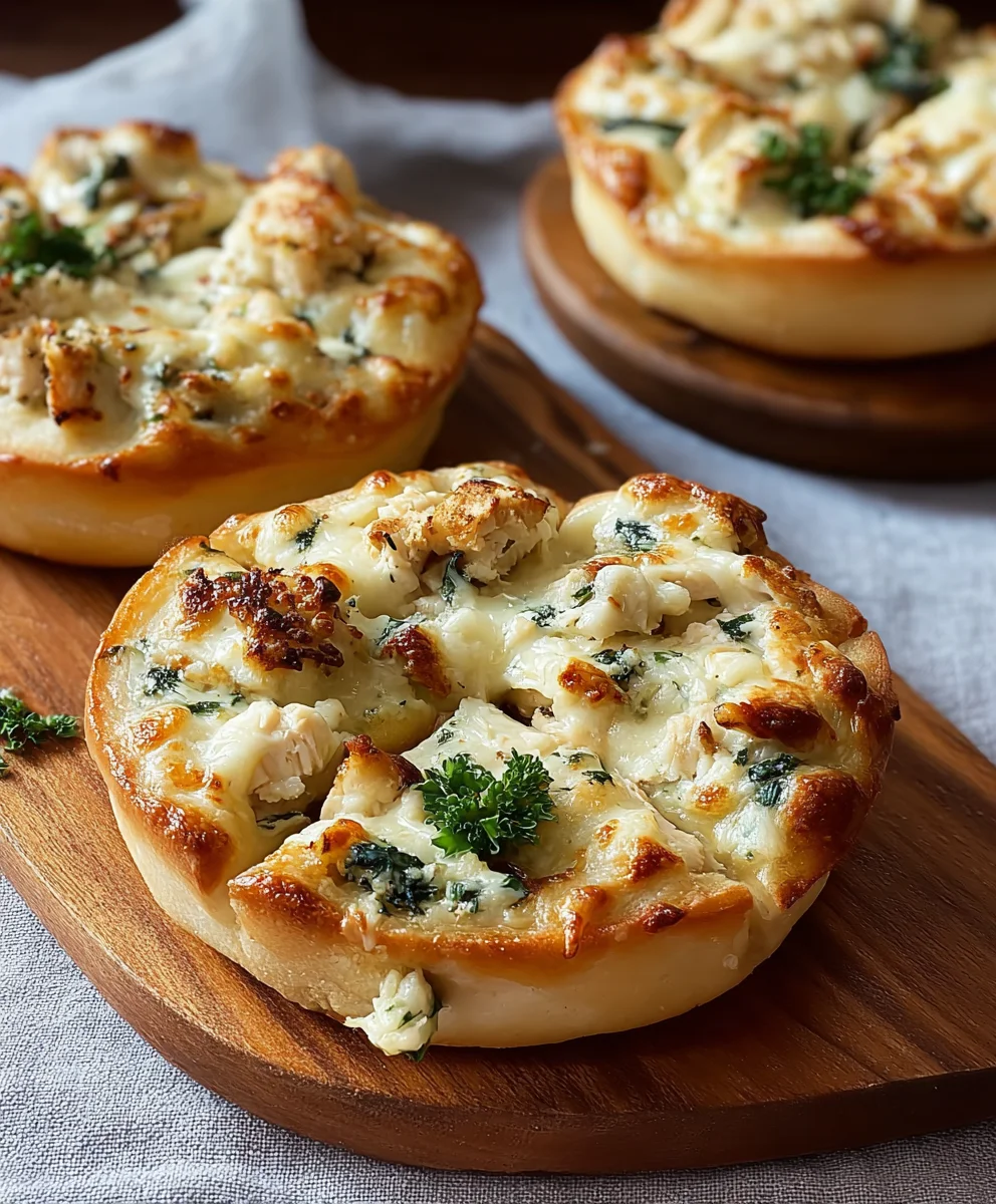 Mini Stuffed Alfredo Pizzas-Easy Kid Friendly Recipe