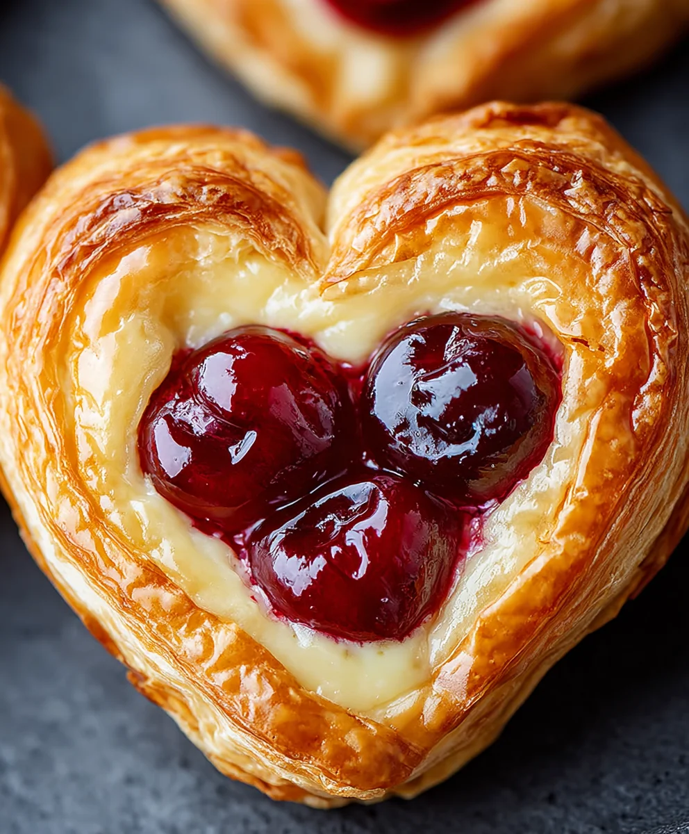 Heart-Shaped Cherry Cheese Danish Delight