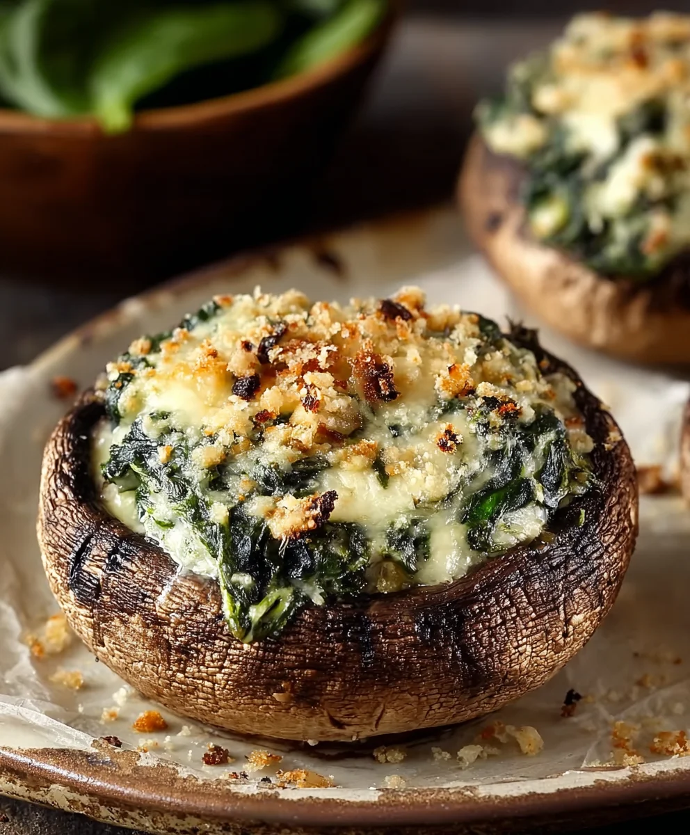Spinach Cheese Stuffed Portobello Mushroom Recipe