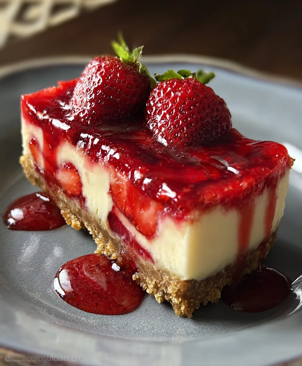Creamy Strawberry Cheesecake Delight-Easy Recipe
