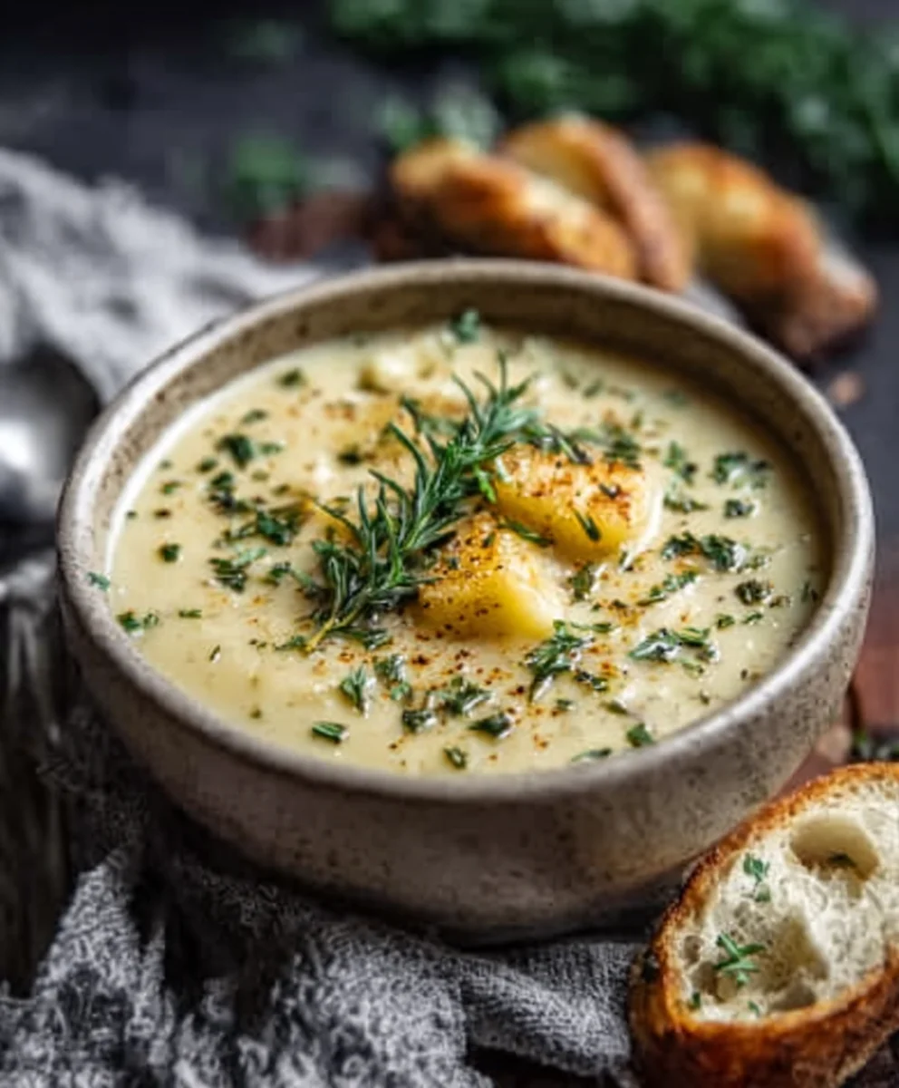Hearty Cheddar Garlic Herb Potato Soup-Easy & Delicious