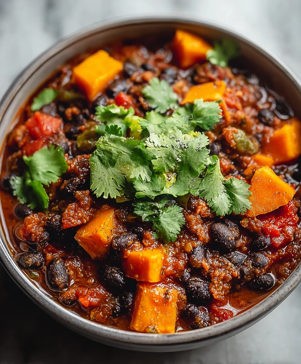 Sweet Potato Black Bean Chili-Hearty & Flavorful