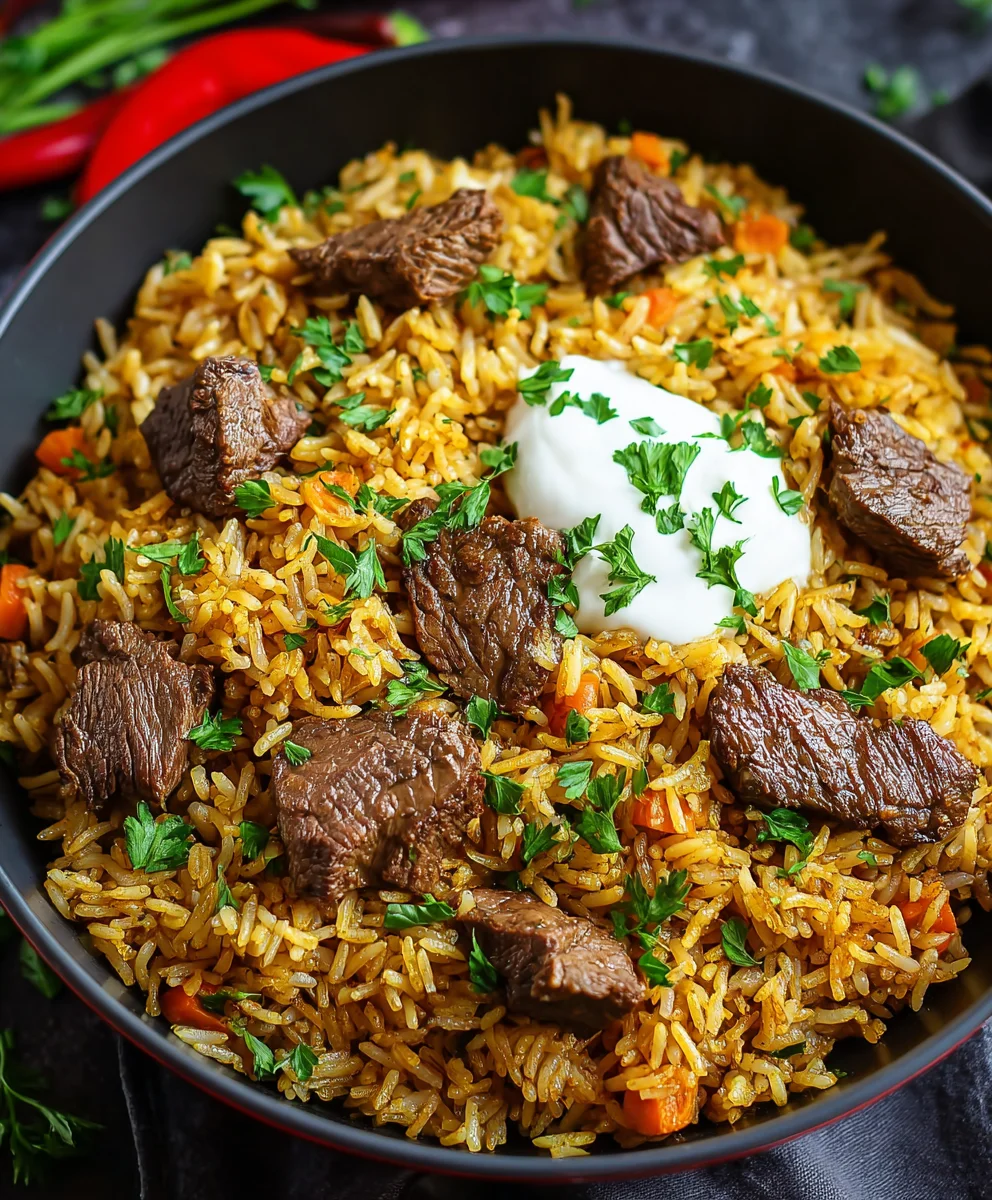 Authentic Beef Rice Plov Recipe- Flavorful & Easy
