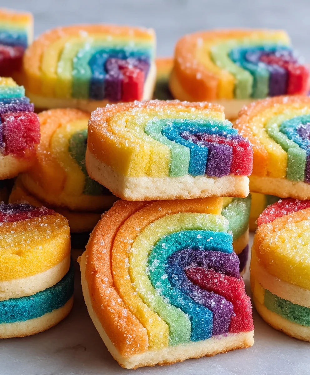 Piped Rainbow Shortbread Cookies-Easy Festive Treat
