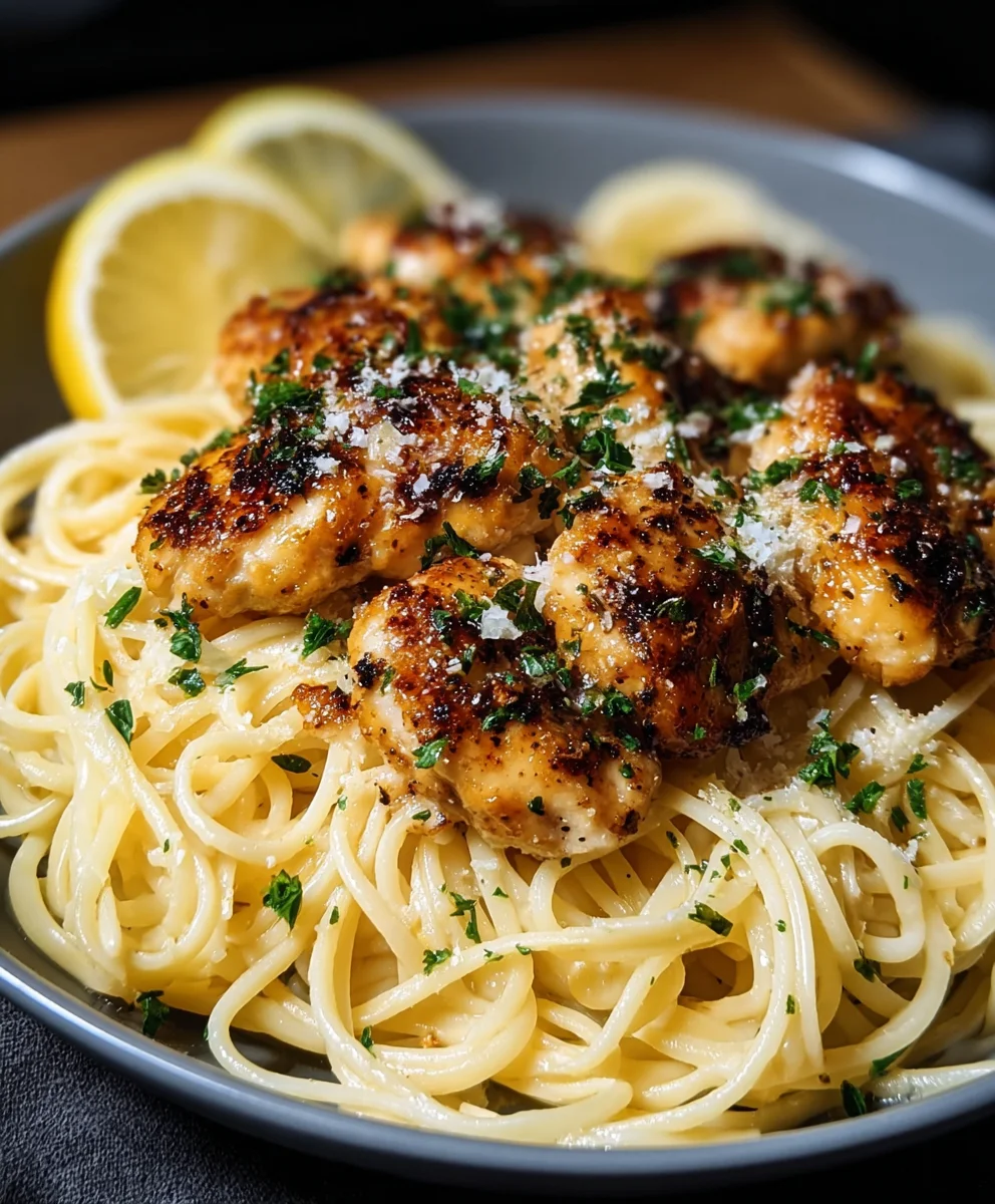 Lemon Garlic Butter Chicken Parmesan Linguine
