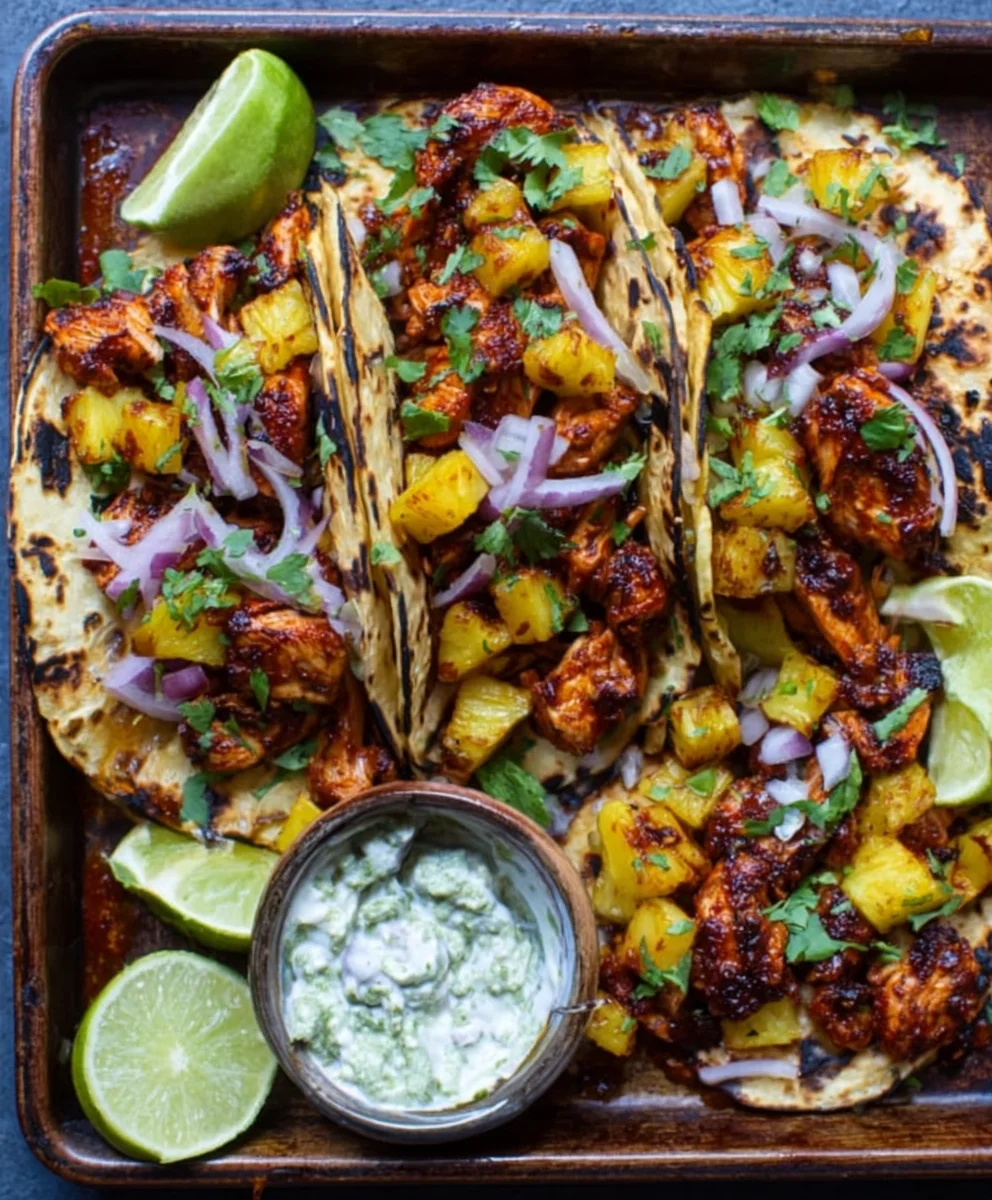 Easy Chicken Pineapple Tacos - Quick One Pan Meal