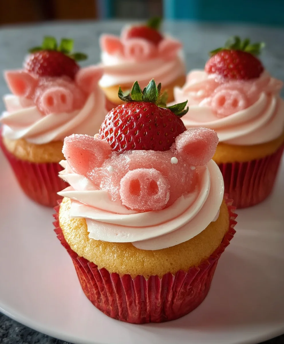 Strawberry Beefy Piggy Cupcakes-Fun Dessert Idea