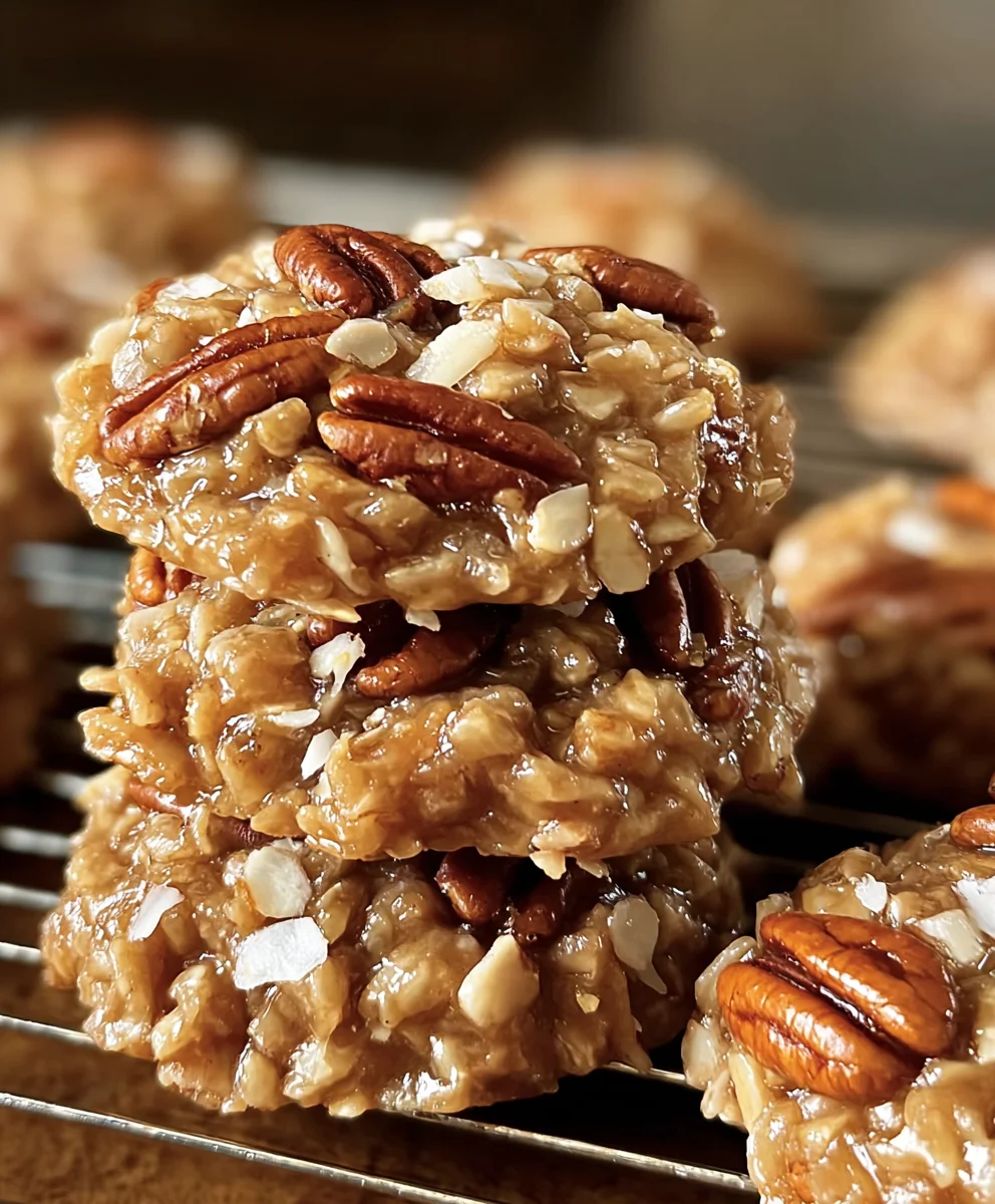 No-Bake Pecan Coconut Praline Cookies Easy Recipe