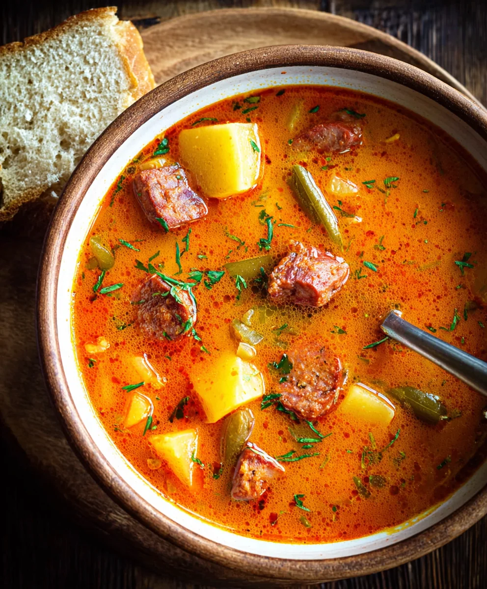 Spanish Beef Chorizo Potato Soup- Hearty & Flavorful
