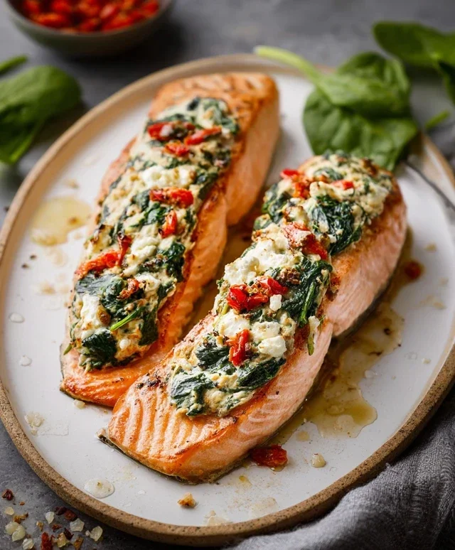 Stuffed Salmon With Spinach & Feta (30 minutes!)