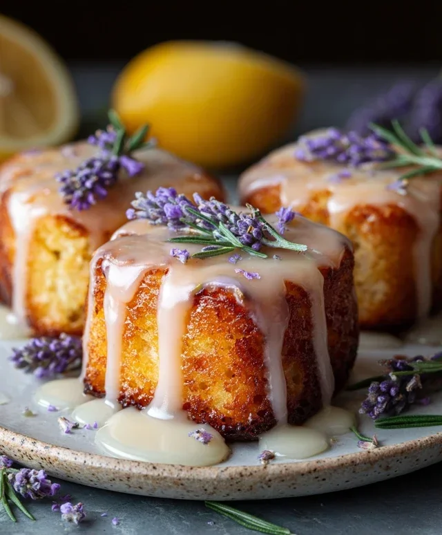 Mini Lemon Cakes With Lavender Glaze