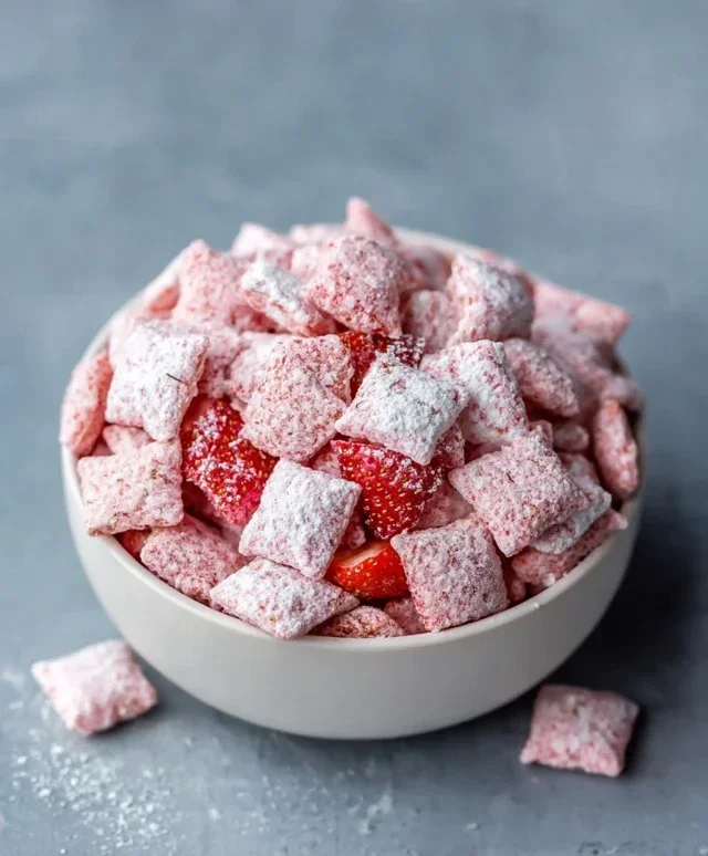 Easy Strawberry Shortcake Puppy Chow