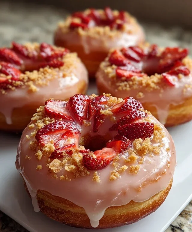 Freshly Glazed Strawberry Crunch Donuts