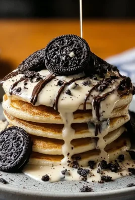 Oreo Pancakes with Cream Cheese Drizzle