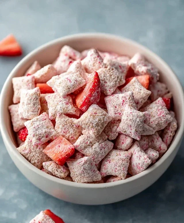Easy Strawberry Shortcake Puppy Chow