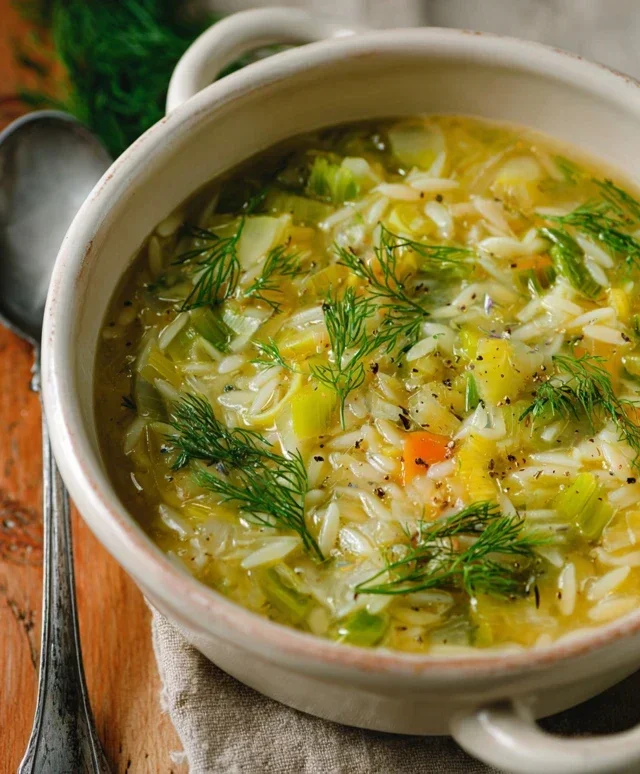 Orzo Leek and Dill Soup