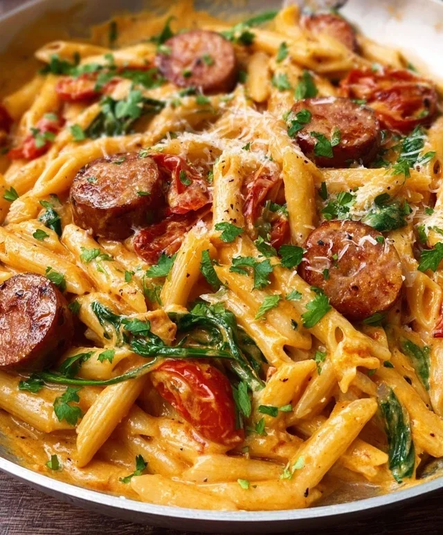 One Pot Creamy Cajun Sausage Pasta (30-Minutes)