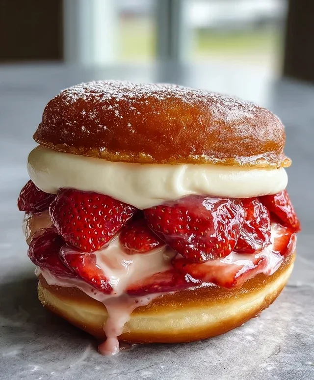 Strawberry Cheesecake Doughnut Burger