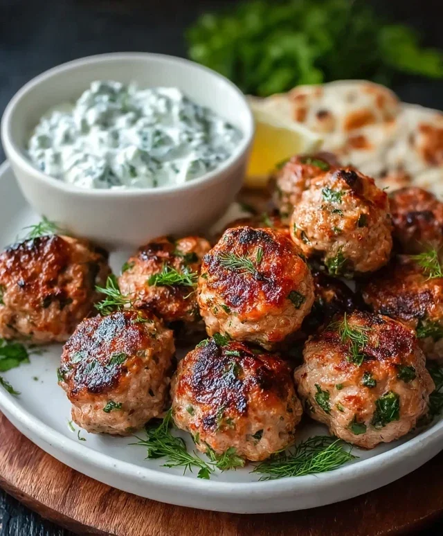 Greek Turkey Meatballs with Tzatziki