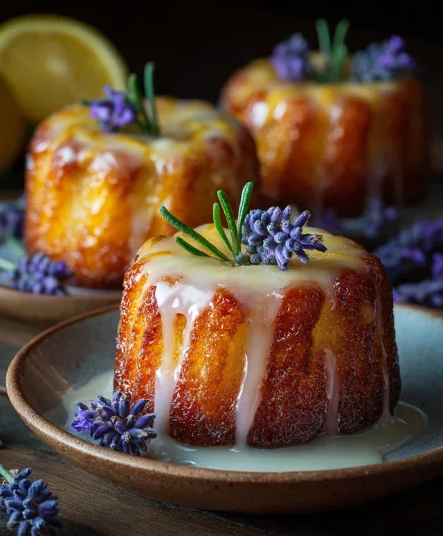 Mini Lemon Cakes With Lavender Glaze