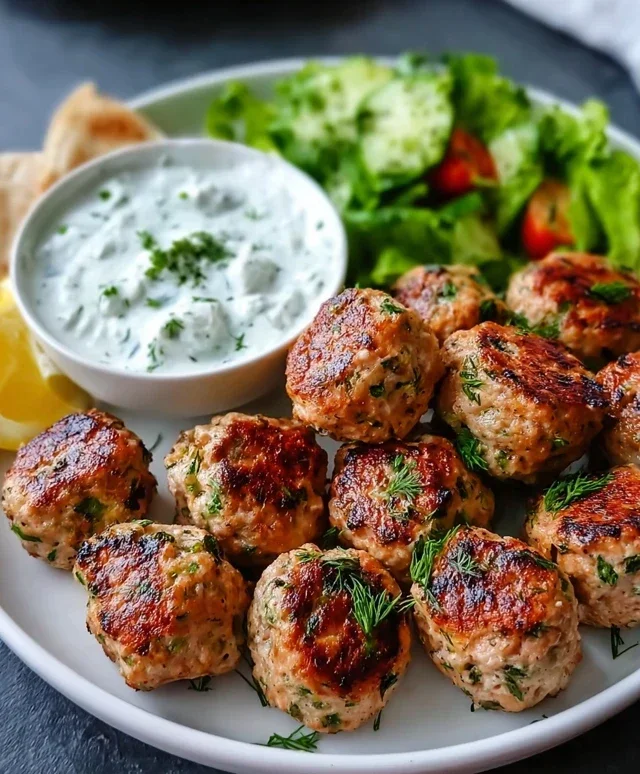 Greek Turkey Meatballs with Tzatziki