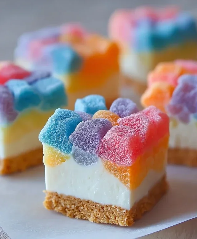 Gummy Cotton Candy Cheesecake Bites
