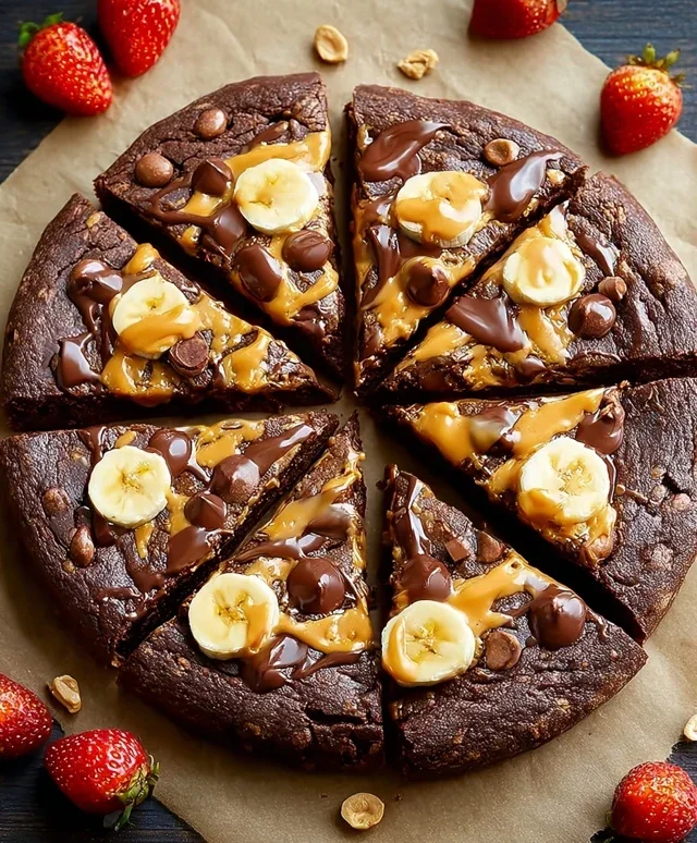 Chocolate Peanut Butter Brownie Pizza