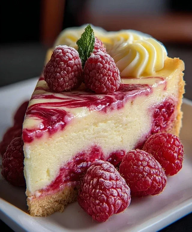 Raspberry Lemon White Chocolate Cheesecake