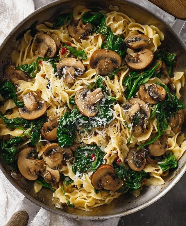 Parmesan Spinach Mushroom Pasta Skillet